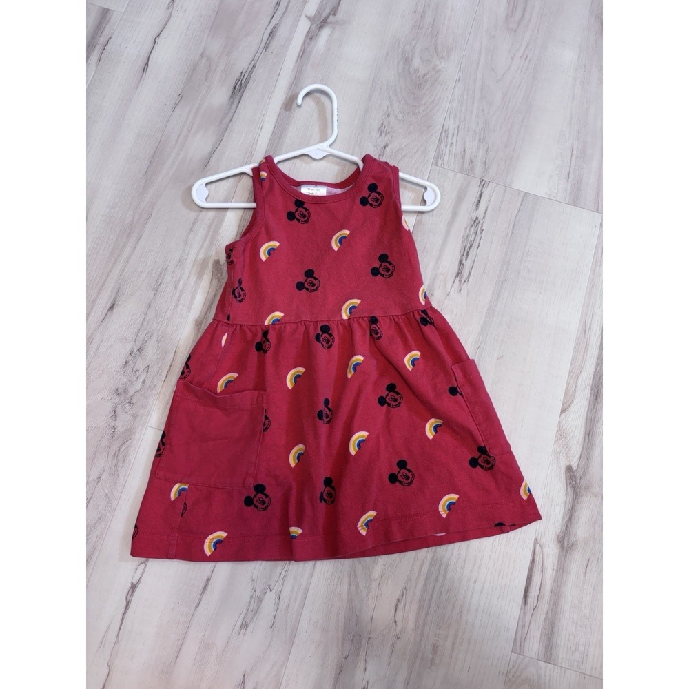 Hanna Andersson Disney Mickey Mouse Skater Dress Red With Pockets Size 3 | 90 Cm